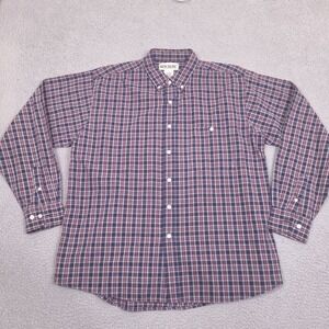 Vintage Benchline Shirt Mens Large Blue Red Plaid Long Sleeve Button Down Cotton